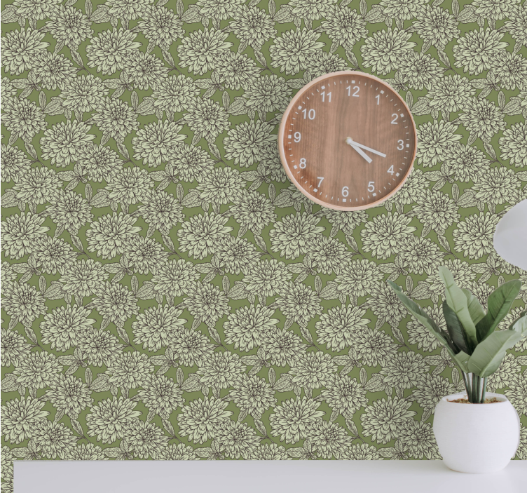 Tapet flori motiv botanic verde - TenStickers