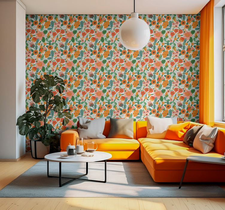 Tapet flori ilustrație florală - TenStickers