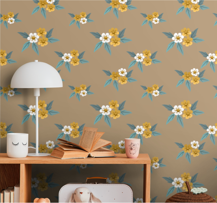 Tapet flori motiv floral maro - TenStickers