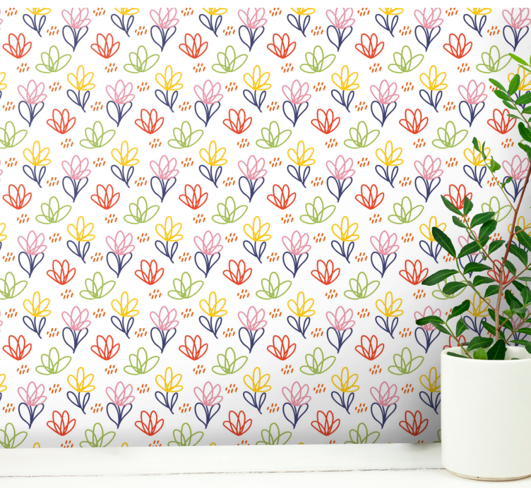 Tapet flori model floral doodle - TenStickers