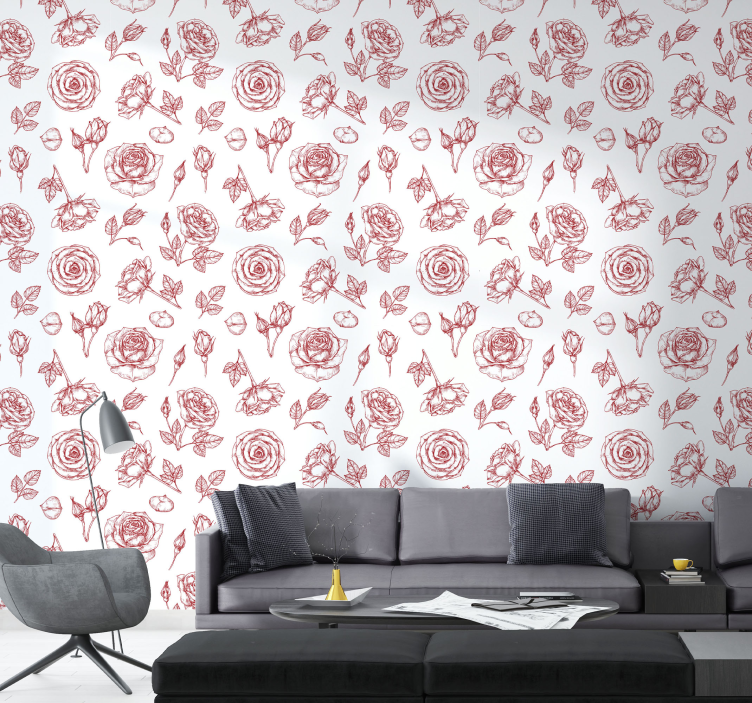 Tapet flori model floral schitat - TenStickers