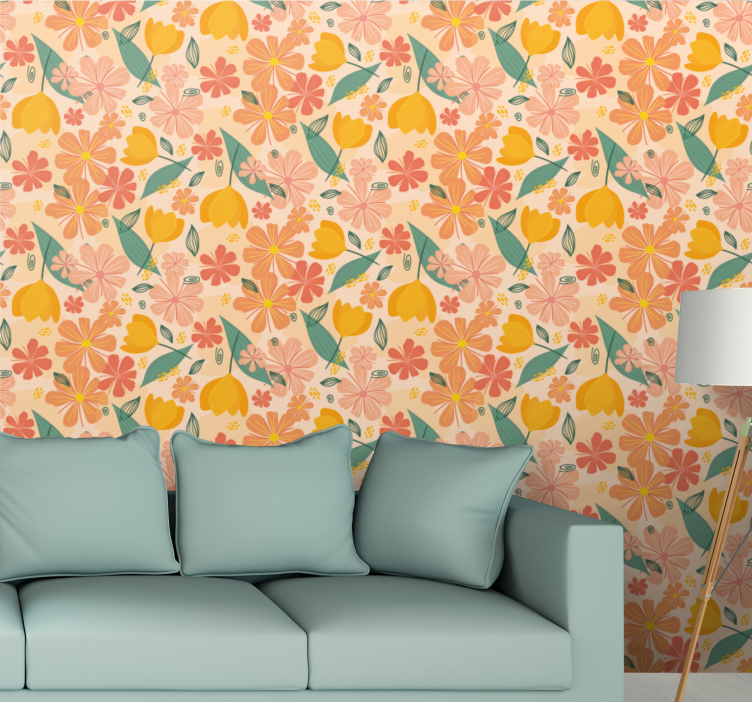 Tapet flori motiv floral citrice - TenStickers