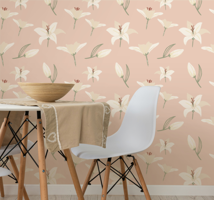 Tapet flori motiv floral delicat bej - TenStickers