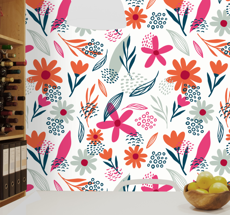 Tapet flori motive florale vibrante - TenStickers