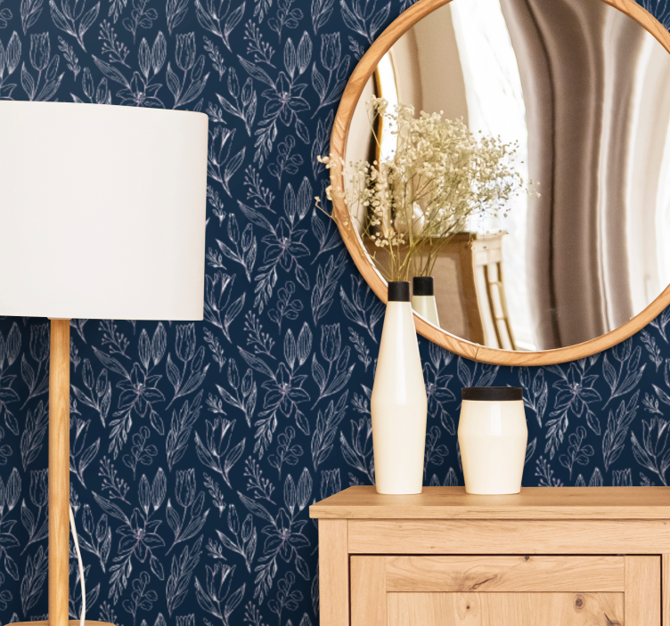 Tapet flori motiv albastru înflorit - TenStickers