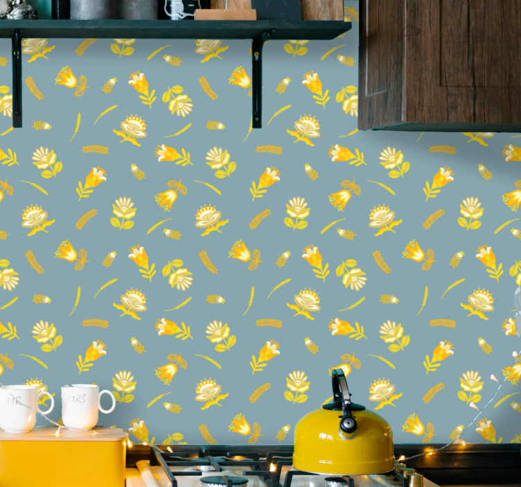 Tapet galben flori poloneze simboluri flori - TenStickers