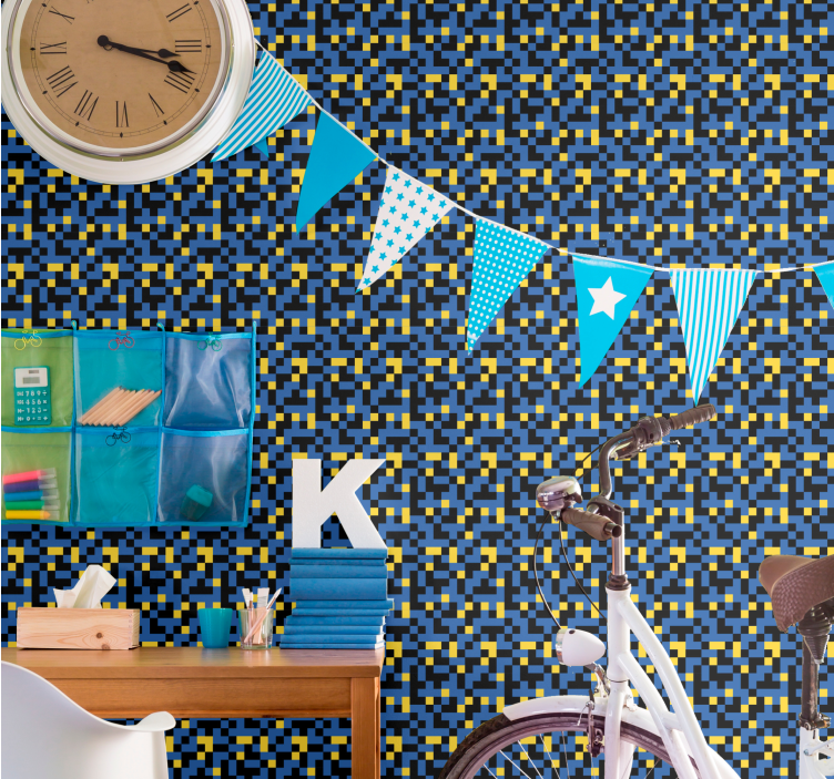 Tapet geometric blocuri de culoare pixelate - TenStickers