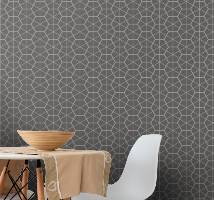 Tapet geometric design hexagonal gri - TenStickers
