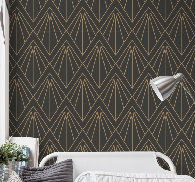 Tapet geometric evantai auriu deco - TenStickers