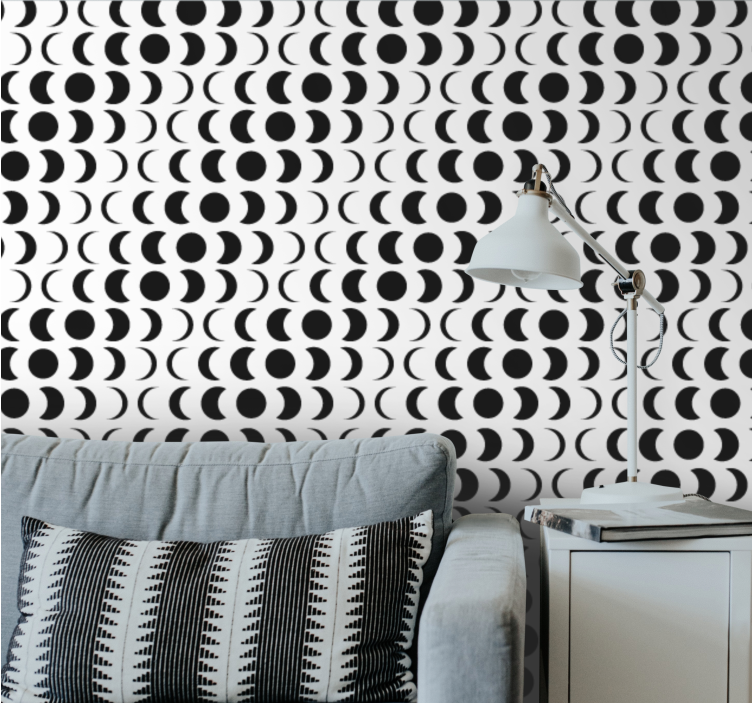 Tapet geometric model circular negru - TenStickers
