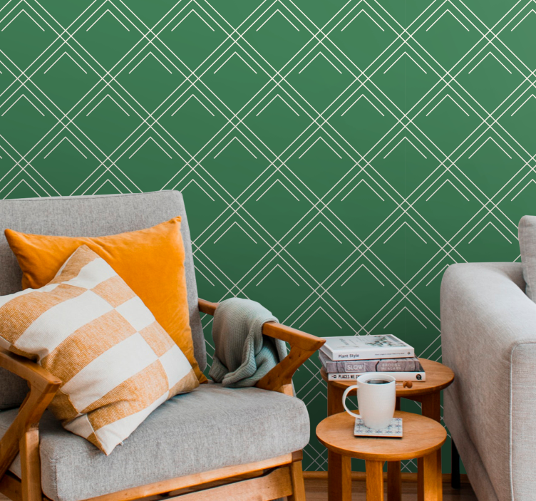 Tapet geometric motiv verde diagonal - TenStickers