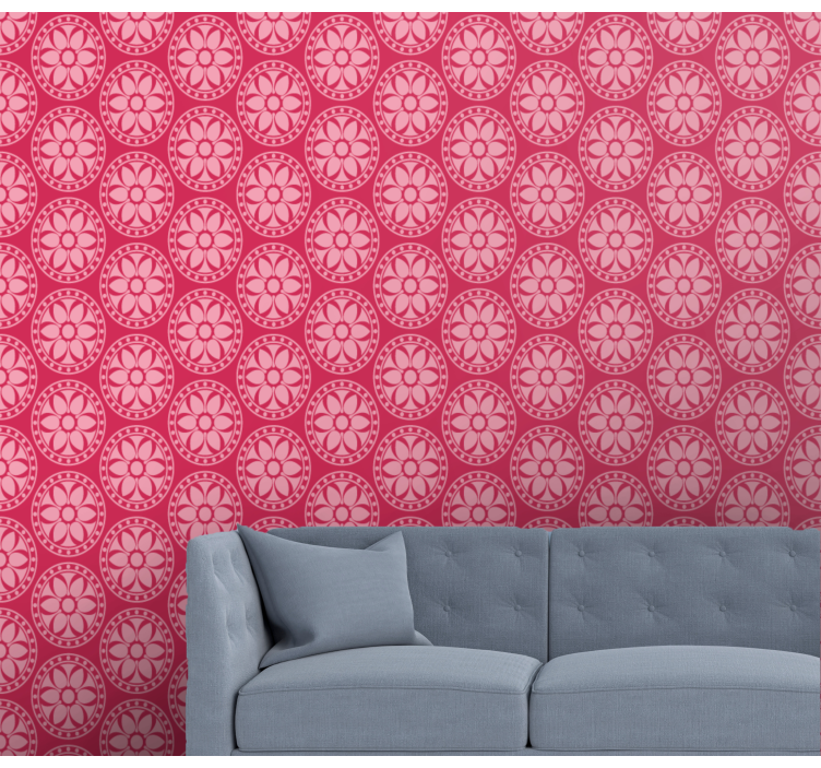 Tapet roz motiv floral geometric - TenStickers