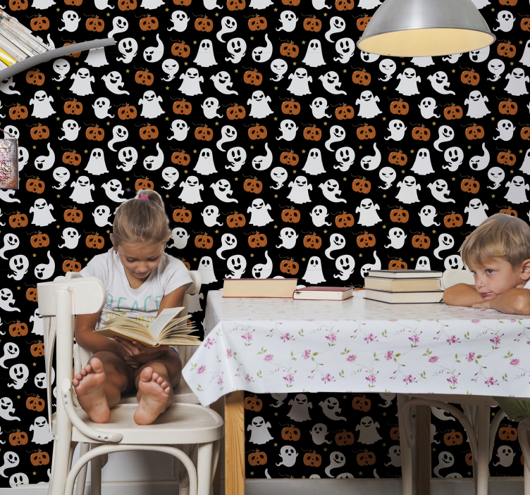 Tapet Halloween model fantomatic de dovleac - TenStickers