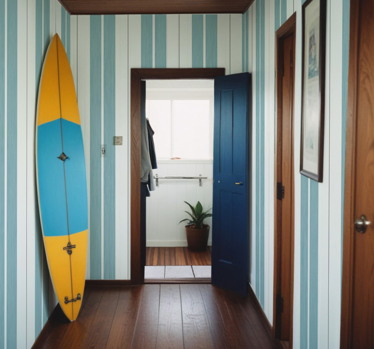 Tapet hol nuanțe turcoaz dungi - TenStickers