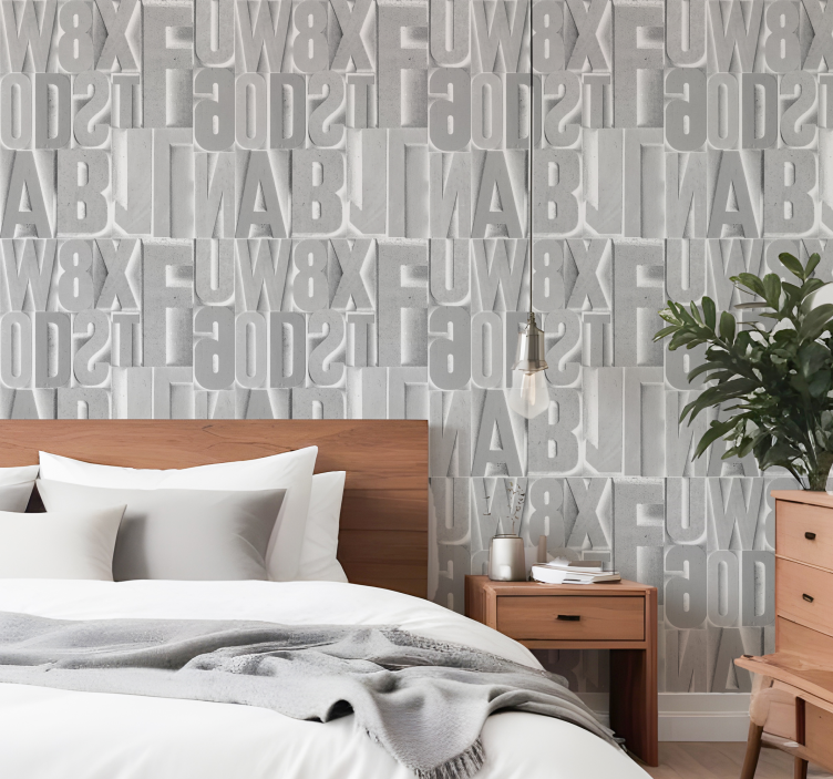 Tapet litere litere 3d gri - TenStickers
