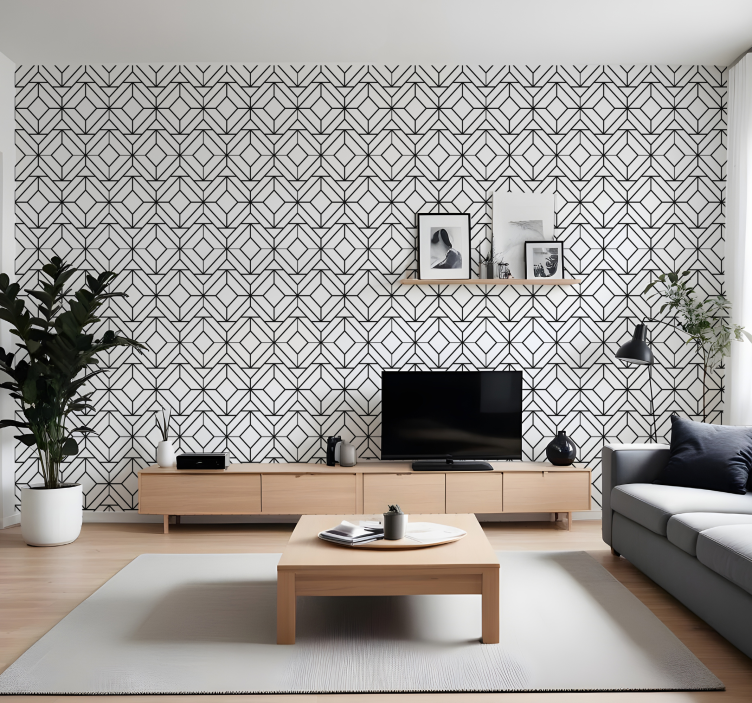 Tapet modern model geometric alb-negru - TenStickers