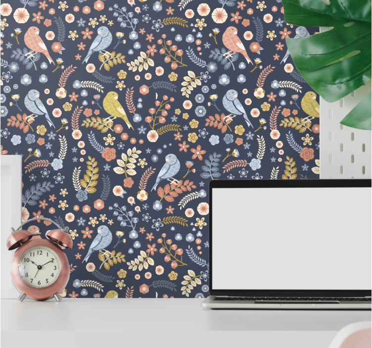 Tapet natura design aviar floral - TenStickers