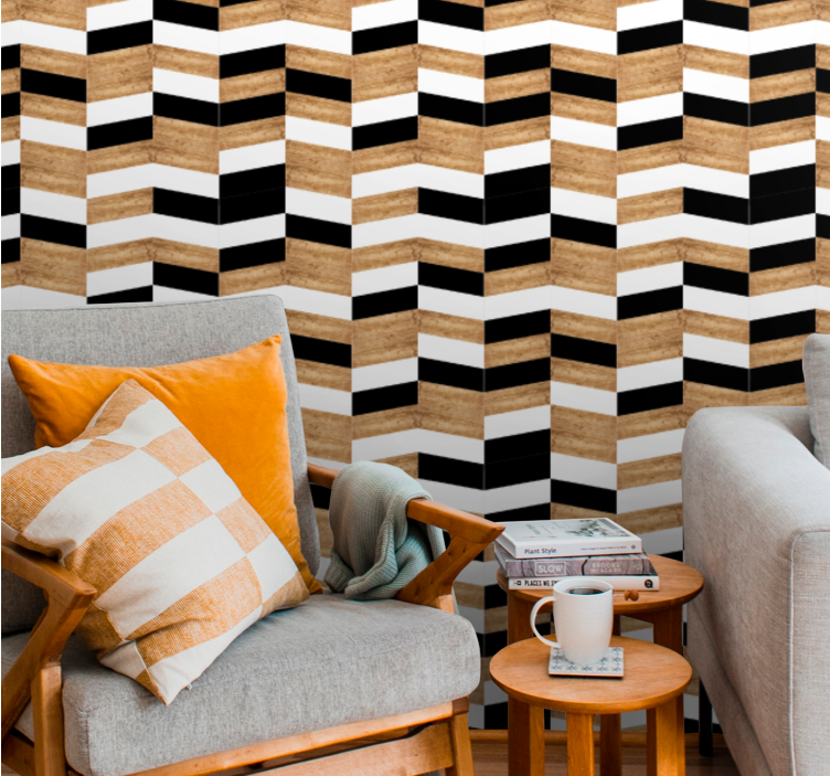 Tapet orizontal design din lemn chevron - TenStickers