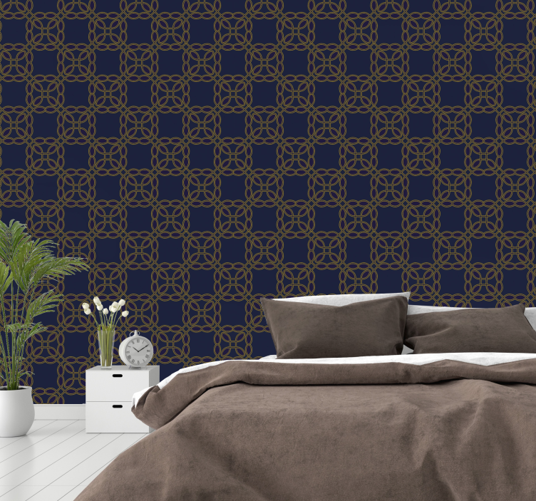 Tapet ornamental eleganță geometrică bleumarin - TenStickers