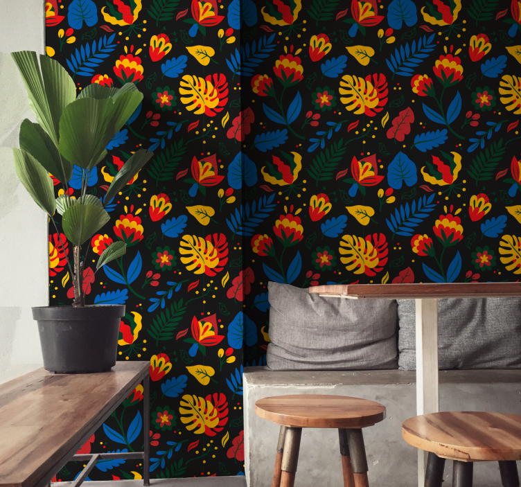 Tapet ornamental model de frunze florale - TenStickers