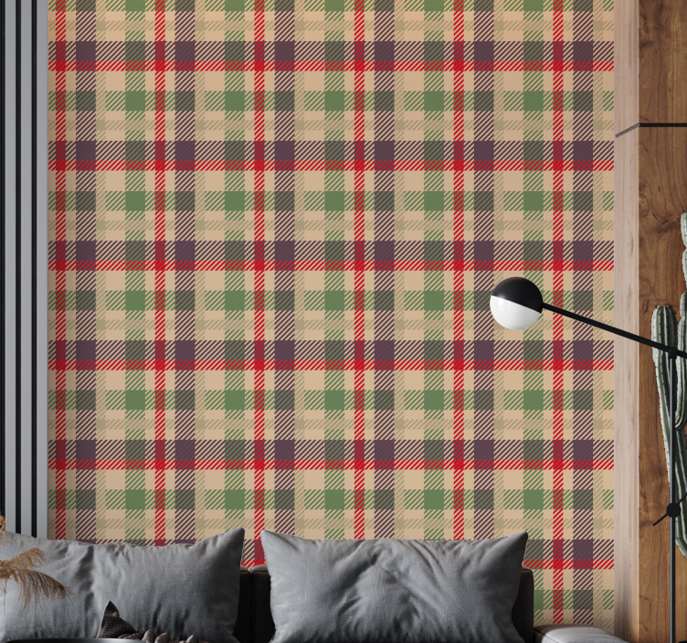 Tapet ornamental model în carouri tartan - TenStickers