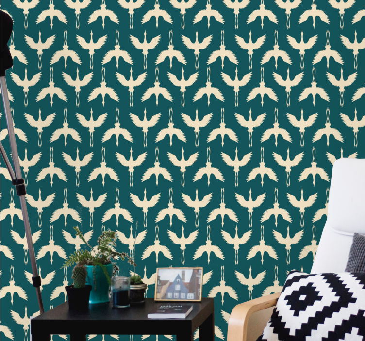 Tapet păsări modele elegante bej - TenStickers