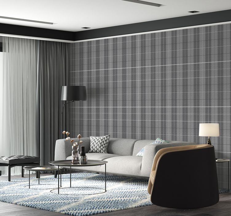 Tapet pătrat model scoțian gri - TenStickers