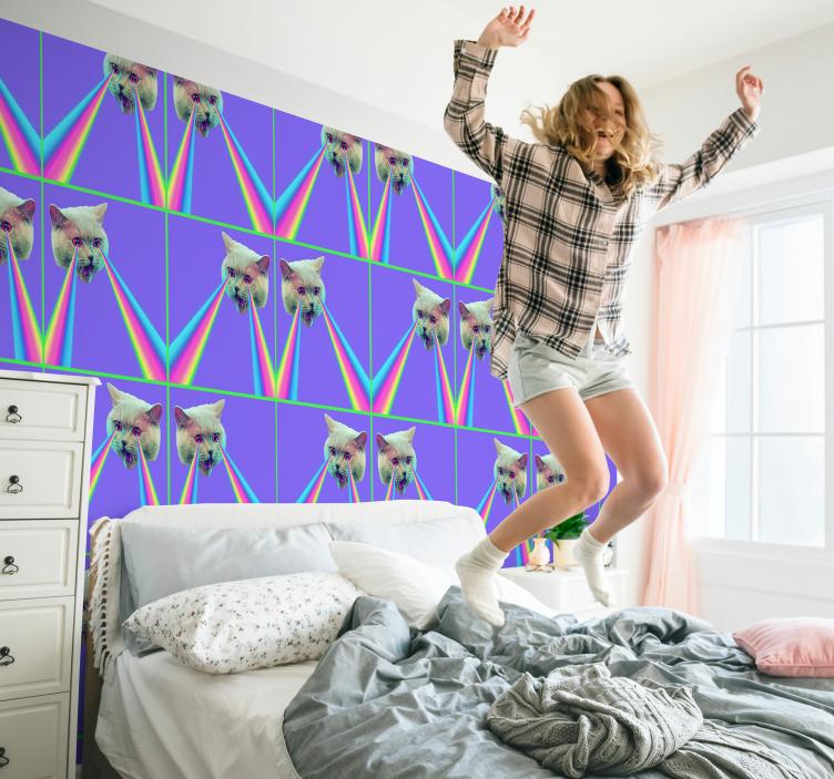 Tapet pisici Cat. Laser vaporwave - TenStickers