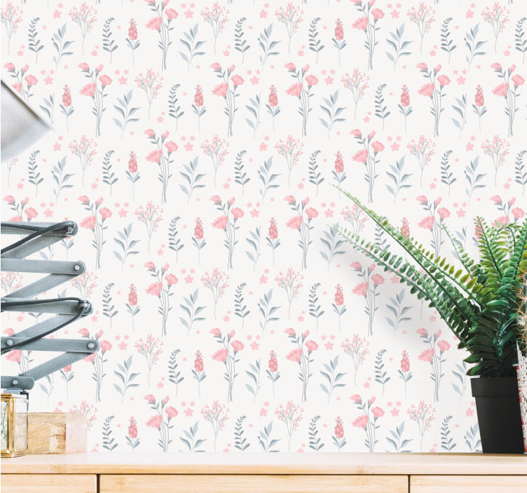 Tapet flori roz flori - TenStickers