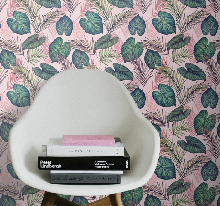 Tapet roz jungla frunze tropicale - TenStickers