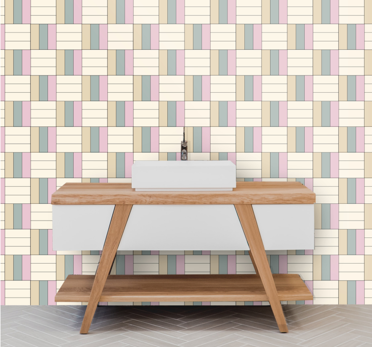 Tapet baie striuri cu model geometric - TenStickers