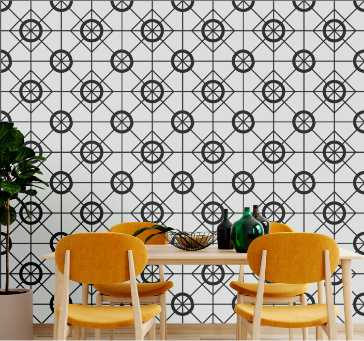Tapet gresie model negru geometric - TenStickers