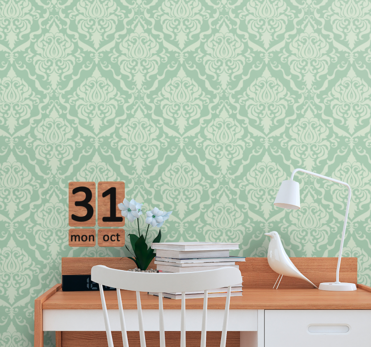 Tapet ornamental elegant cu model verde - TenStickers