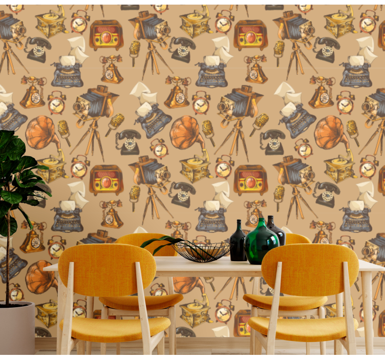 Tapet vintage colaj de obiecte de epocă - TenStickers