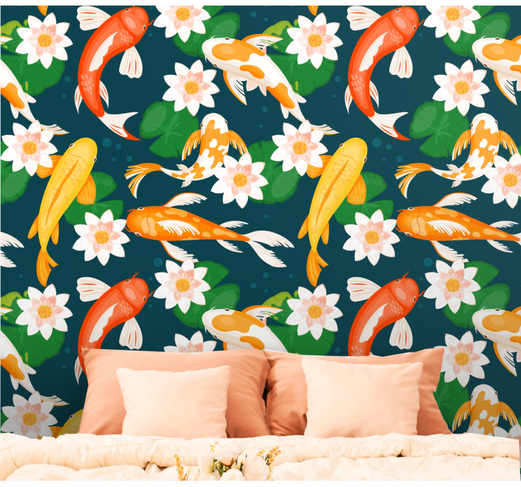 Wallpaper cu peşte flora iazului koi - TenStickers