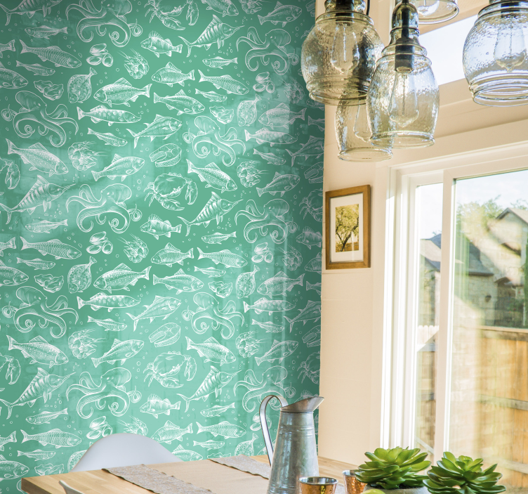 Wallpaper cu peşte modele de viață marine - TenStickers