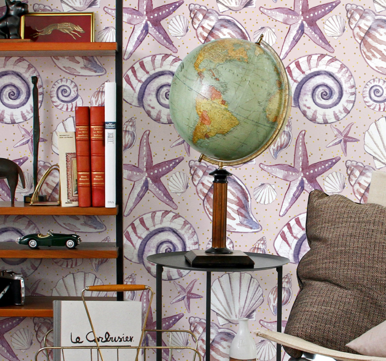 Wallpaper cu peşte motiv de scoici fluture - TenStickers