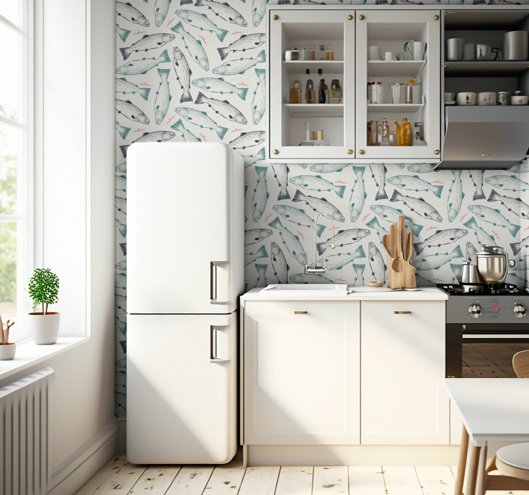 Wallpaper cu peşte motivul somonului - TenStickers