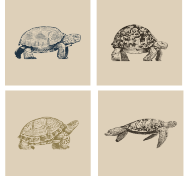 Tapet vintage cu fundal bej și broaște țestoase - TenStickers
