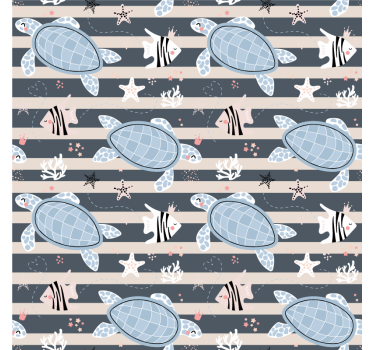 Tapet vintage cu design cu broaște țestoase - TenStickers