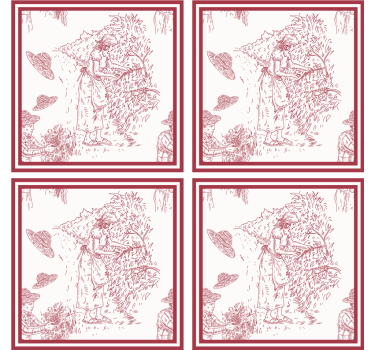Tapet vintage ilustrație peisaj rustic - TenStickers