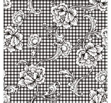 Tapet vintage cu model gingham alb-negru - TenStickers