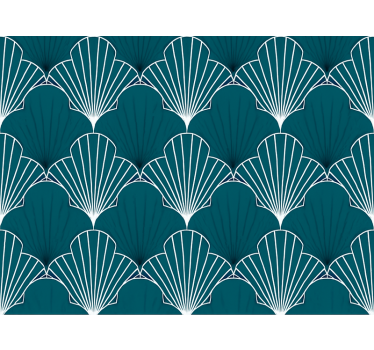 Tapet abstract modern teal cu fani în evantai - TenStickers