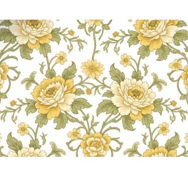 Tapet clasic design vintage cu flori galbene - TenStickers