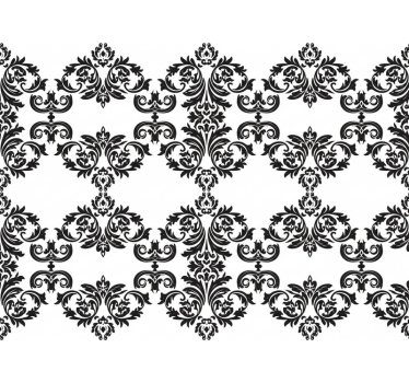 Tapet baroc cu model floral damasc negru - TenStickers