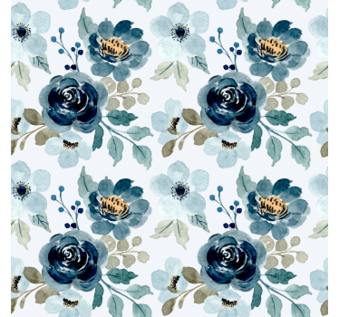 Tapet vintage de epocă cu model albastru floral - TenStickers