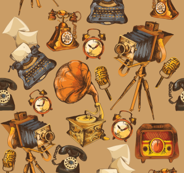 Tapet vintage colaj de obiecte de epocă - TenStickers