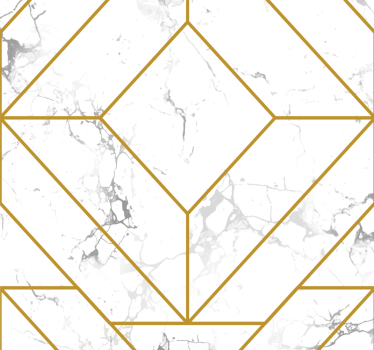 Tapet camera de zi geometric auriu și alb - TenStickers