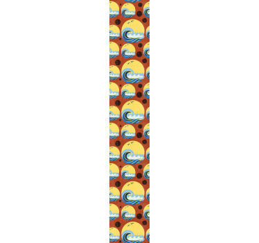 Tapet geometric soare, plajă și val - TenStickers