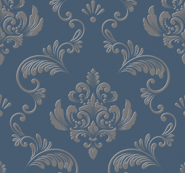 Tapet vintage albastru și auriu cu design baroc - TenStickers